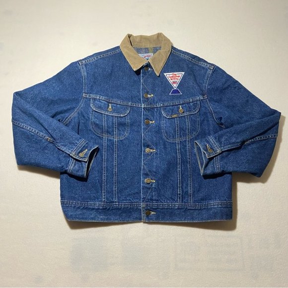 Vintage LEE Storm Rider Denim Blanket Lined Trucker Jacket Size 44 / L - Picture 2 of 16